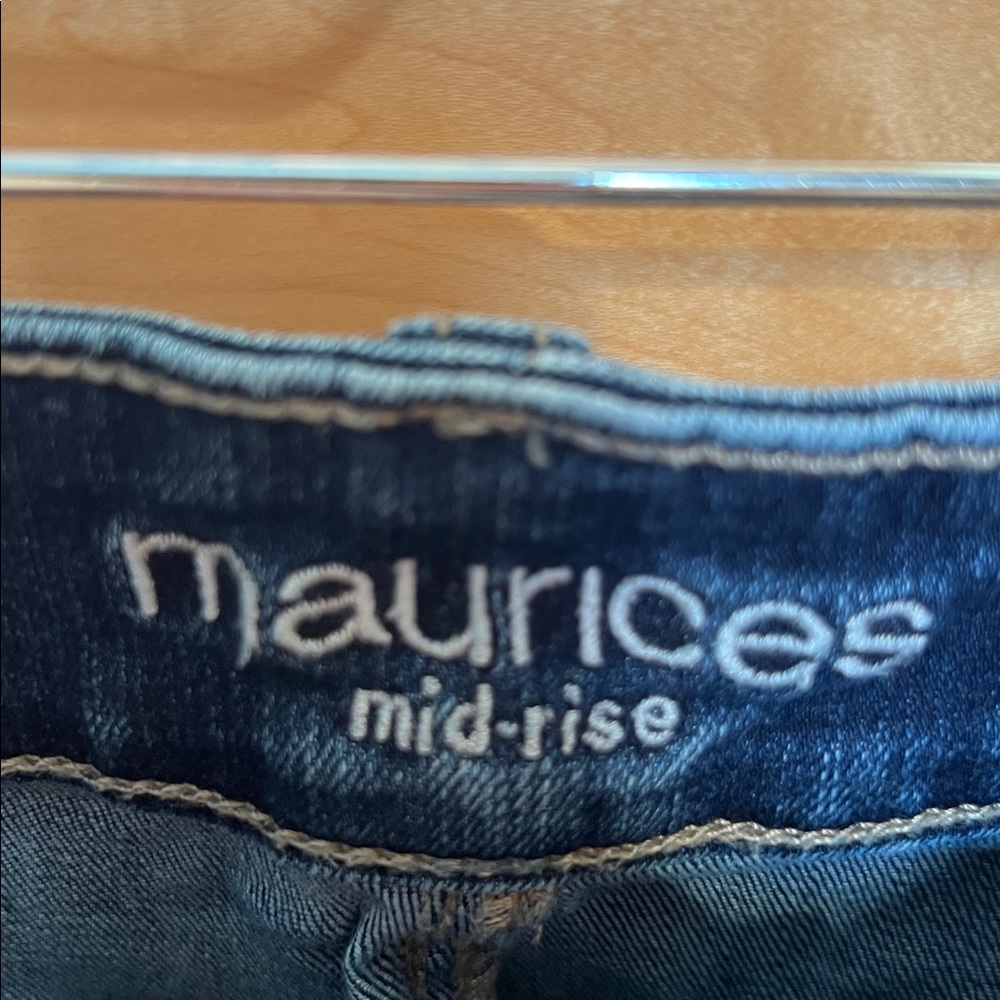 Maurices Dark Blue Distressed Straight Leg Jeans - Picture 2 of 4